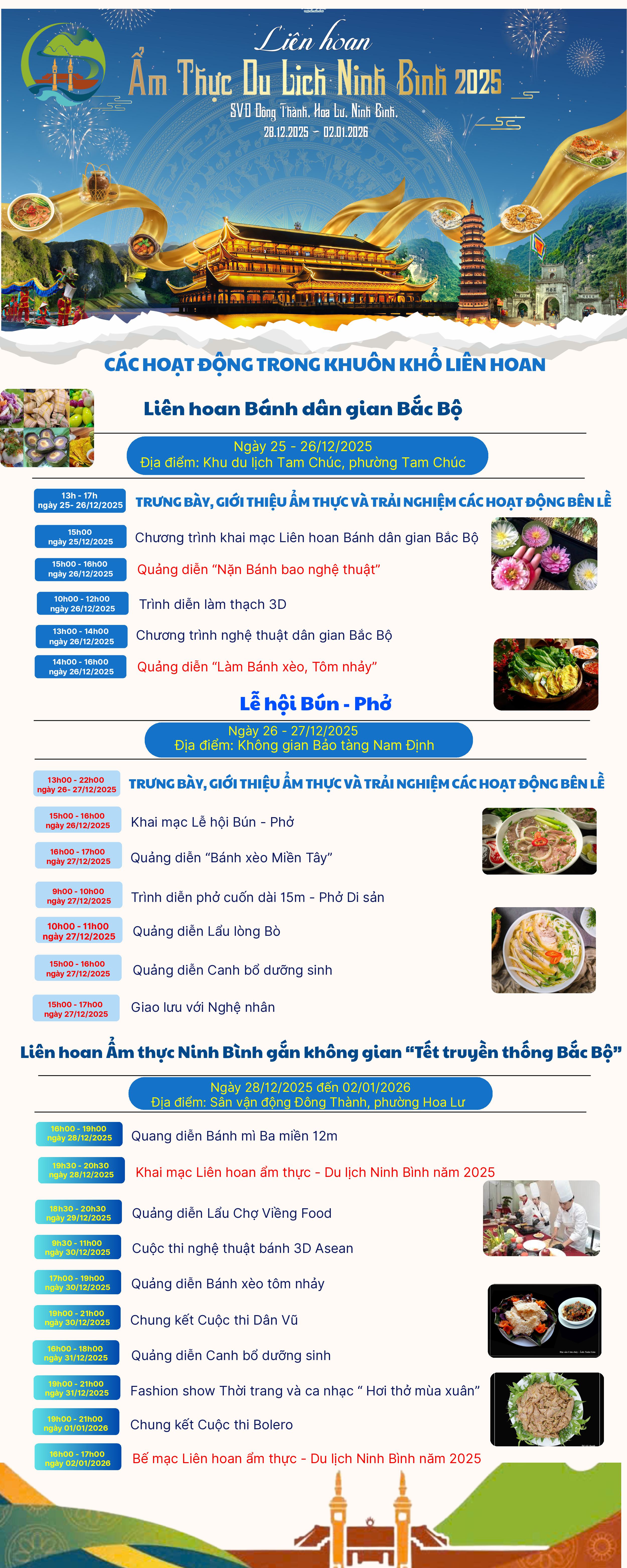 Các hoạt động trong khuôn khổ Liên hoan ẩm thực Du lịch Ninh Bình năm 2025